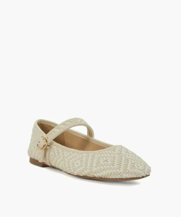 Dune London Ballet Pumps Women Holler Ecru Woven Mary Janes White