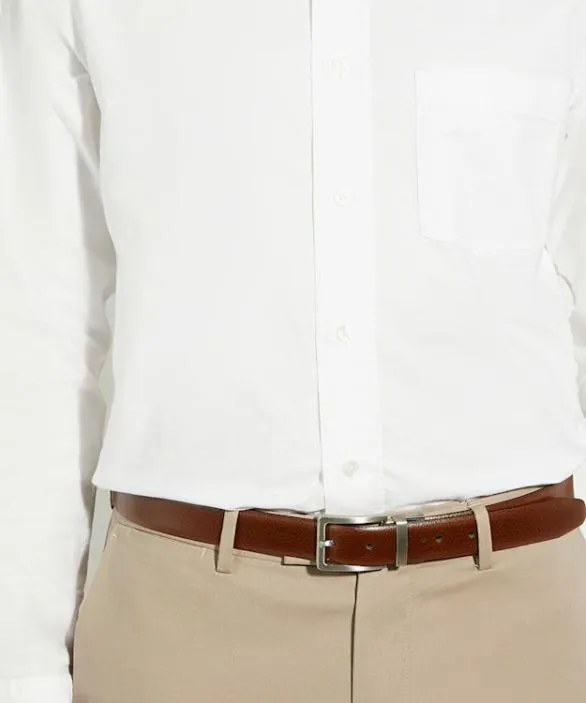 Dune London Belts Men Ormondd Dark Tan Reversible Leather Belt Brown