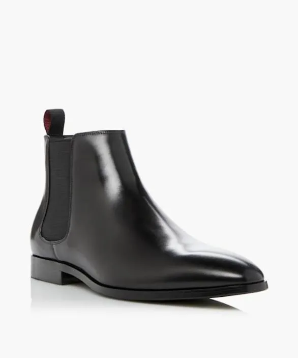 Dune London Black Boots Men Mantle Black AlmondToe Chelsea Boots Black Leather