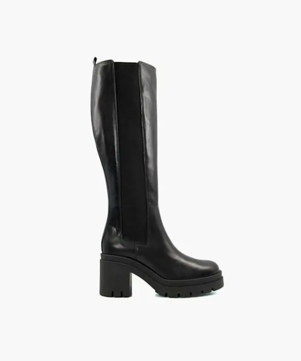 Dune London Black Boots Women Time Black Leather Block Heel KneeHigh Boots Black Dune London Black Boots Women Time Black Leather Block Heel KneeHigh Boots Black