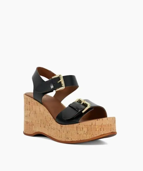 Dune London Black Sandals Women Kamia Black Open Toe Wedge Heel Sandals Black