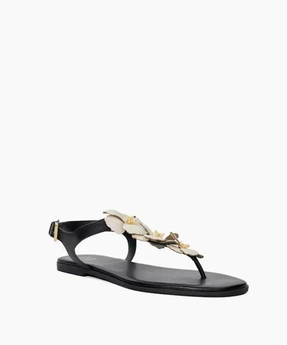 Dune London Black Sandals Women Linaria Black Floral Embellished ToePost Sandals Black