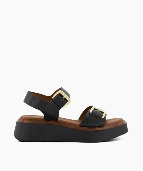 Dune London Black Sandals Women Loells Black Casual Flatform Sandals Black