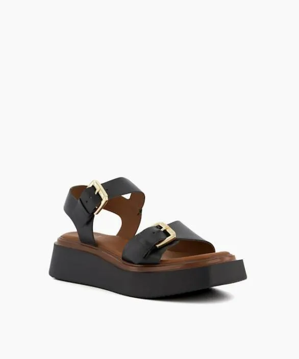 Dune London Black Sandals Women Loells Black Casual Flatform Sandals Black
