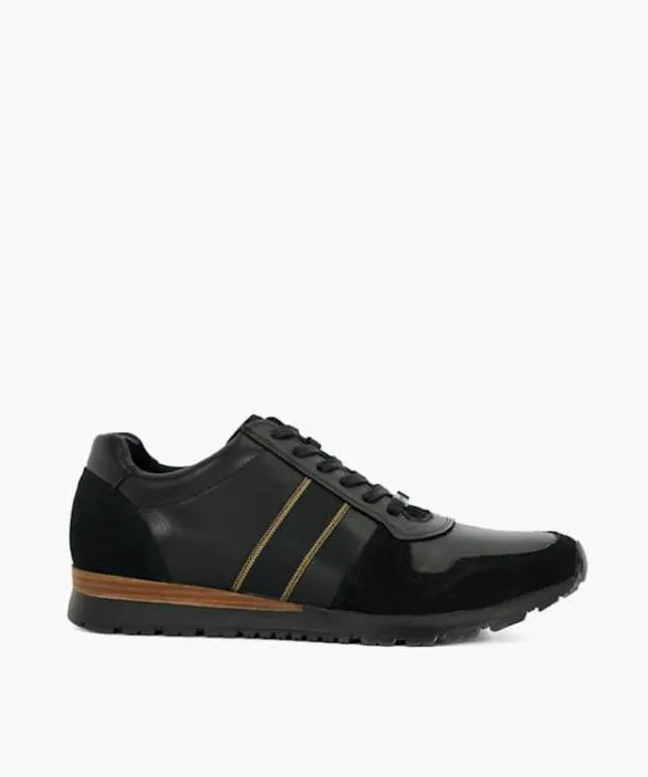 Dune London Black Shoes Men Treck Black Lace Up Runner Black