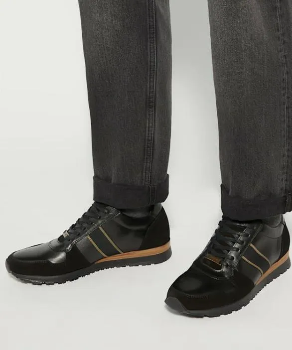 Dune London Black Shoes Men Treck Black Lace Up Runner Black