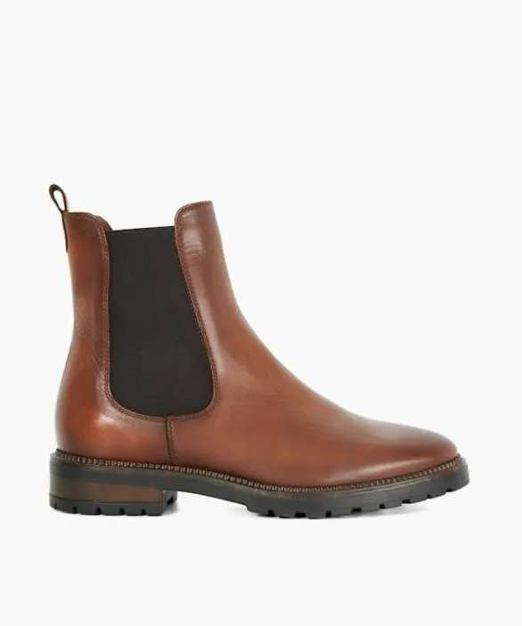 Dune London Brown Boots Women Poema Tan Cleated Sole Chelsea Boots Black