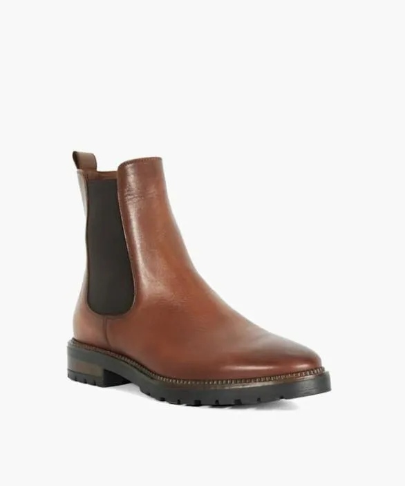 Dune London Brown Boots Women Poema Tan Cleated Sole Chelsea Boots Black