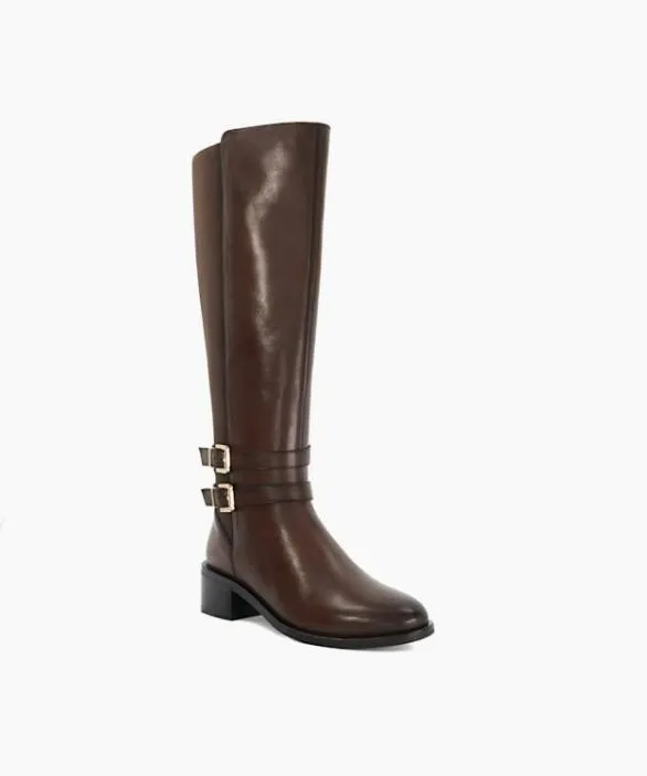 Dune London Brown Boots Women Tatter Brown Leather Knee High Riding Boots Brown