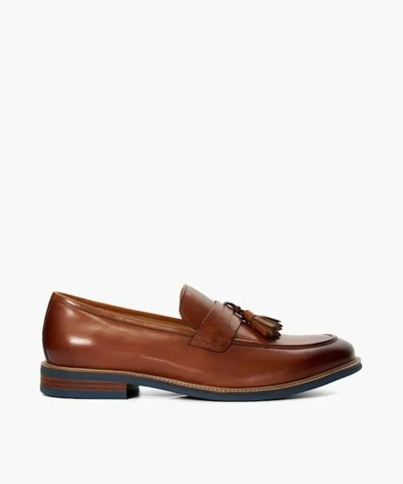 Dune London Brown Shoes Men Simley Tan Leather Contrast Sole Tassel Loafers Brown Dune London Brown Shoes Men Simley Tan Leather Contrast Sole Tassel Loafers Brown