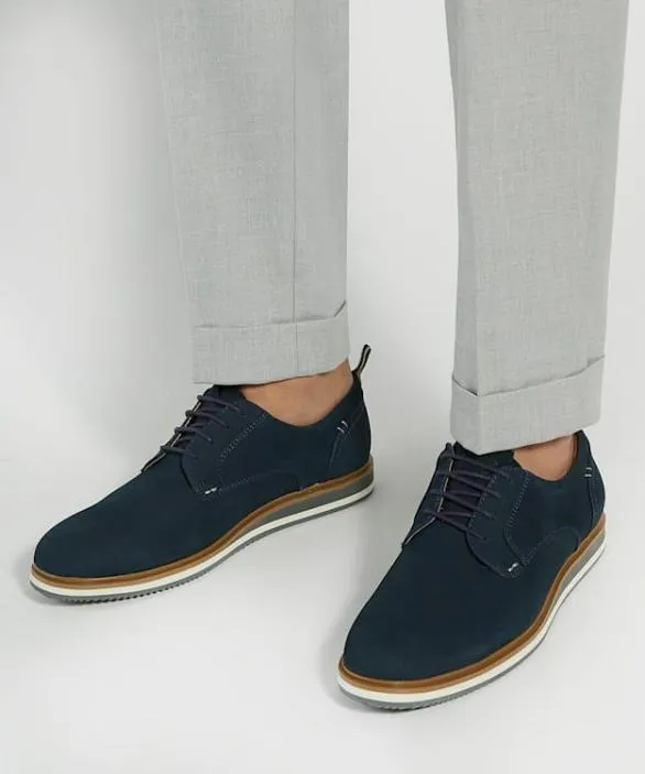 Dune London Casual Shoes Men Blaksley Navy Nubuck Hybrid Shoes Blue