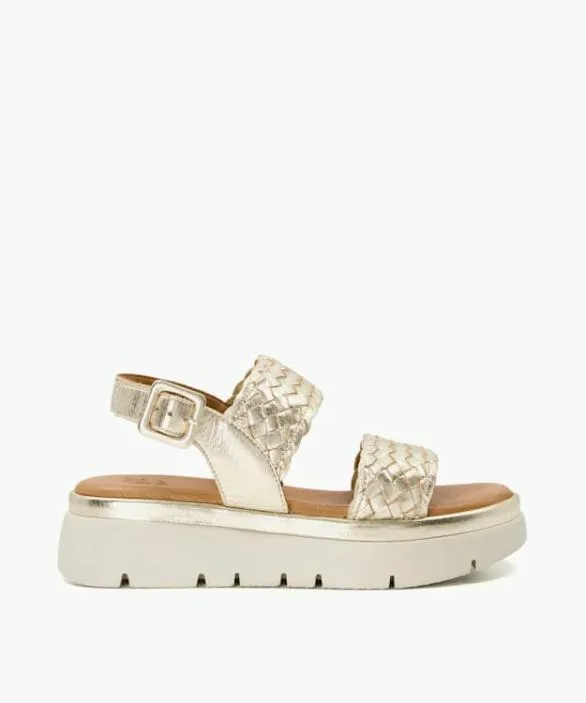 Dune London Chunky Sandals Women Lorris Gold Flatform Sandals Metallic