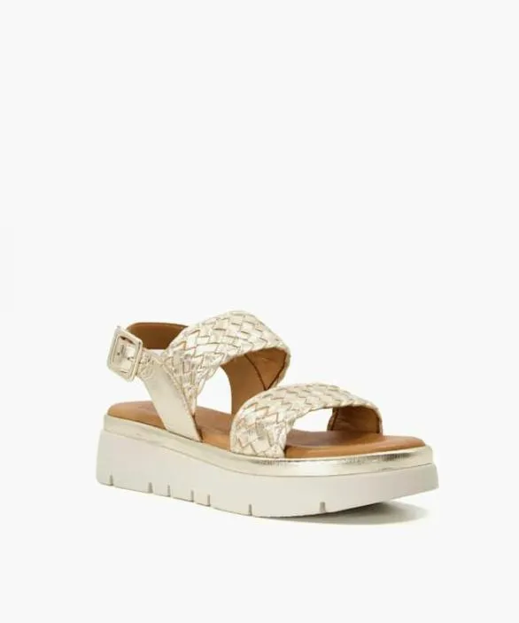 Dune London Chunky Sandals Women Lorris Gold Flatform Sandals Metallic