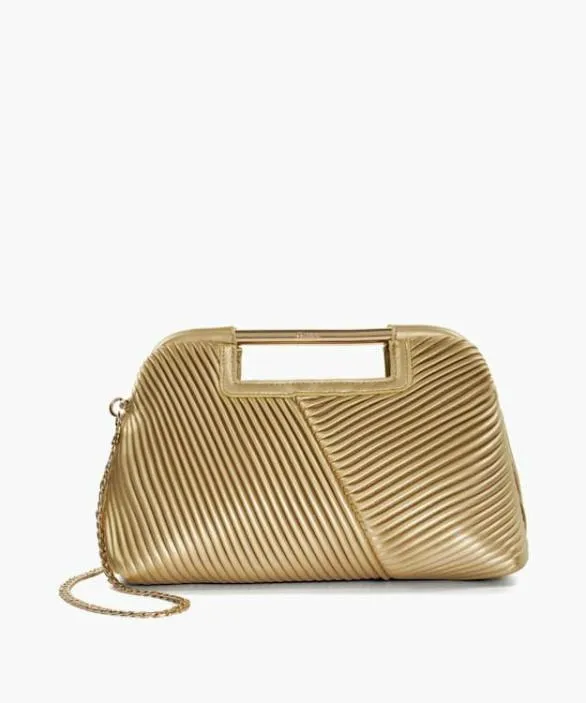 Dune London Clutch Bags Women Ebec Gold Pleated Clutch Bag Metallic