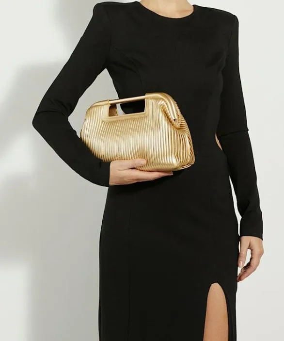 Dune London Clutch Bags Women Ebec Gold Pleated Clutch Bag Metallic