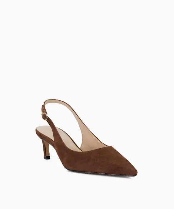 Dune London Court Shoes Women Celinna Chestnut Pointed Toe SlingBack Heels Brown