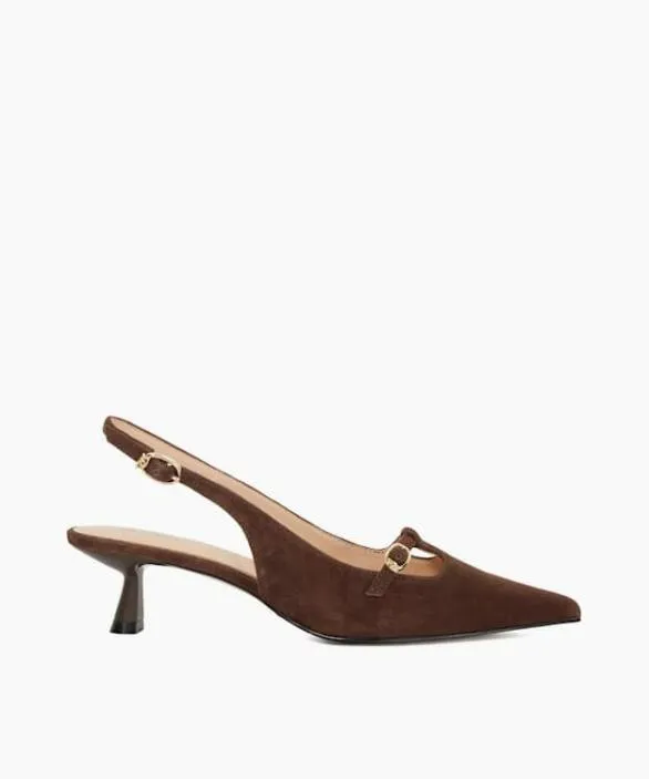 Dune London Court Shoes Women Deserving Brown Pointed Toe Slingback Kitten Heels Brown Dune London Court Shoes Women Deserving Brown Pointed Toe Slingback Kitten Heels Brown