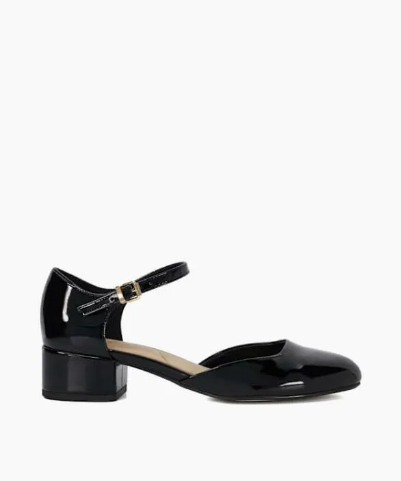 Dune London Court Shoes Women Dominos Black Patent Mary Jane Shoes Black