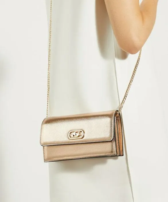 Dune London Crossbody Bags Women Sapphire Rose Gold Branded Micro Bag Metallic