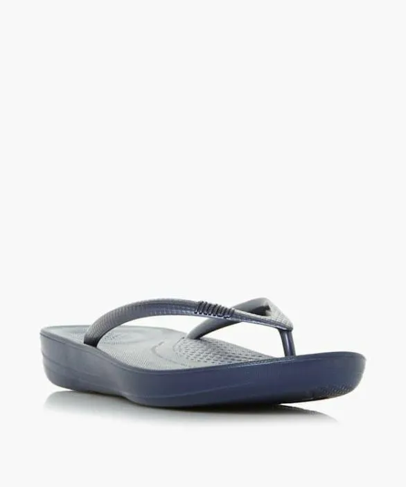 Dune London Flat Sandals Women Iqushion Navy Wedge Flip Flop Black