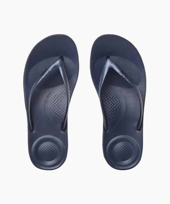 Dune London Flat Sandals Women Iqushion Navy Wedge Flip Flop Black