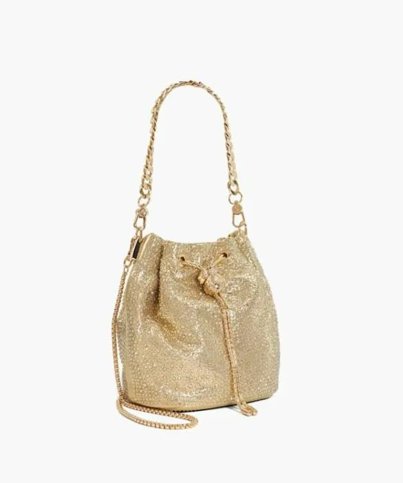 Dune London Handbags Women Electrical Gold Dune Bug Embellished Bucket Bag Metallic