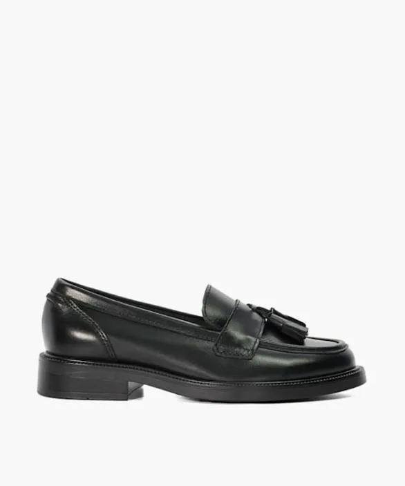 Dune London Loafers Women Garda Black Leather Tassel Loafers Black