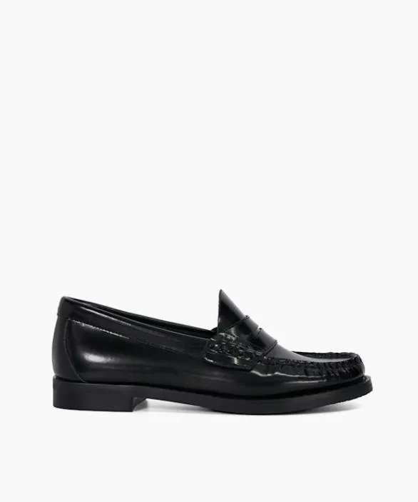 Dune London Loafers Women Ginnie Black Leather SlipOn Loafers Black