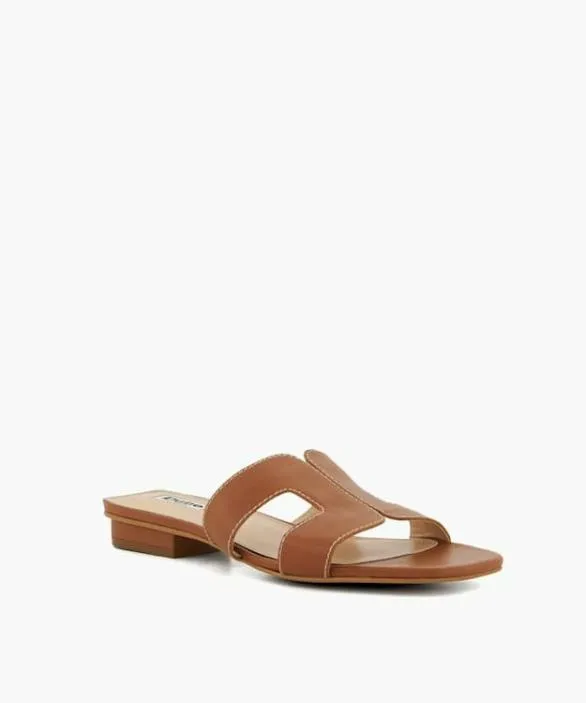Dune London Loupe Sandals Women Loupe Tan Wide Fit Smart Slider Sandals Brown