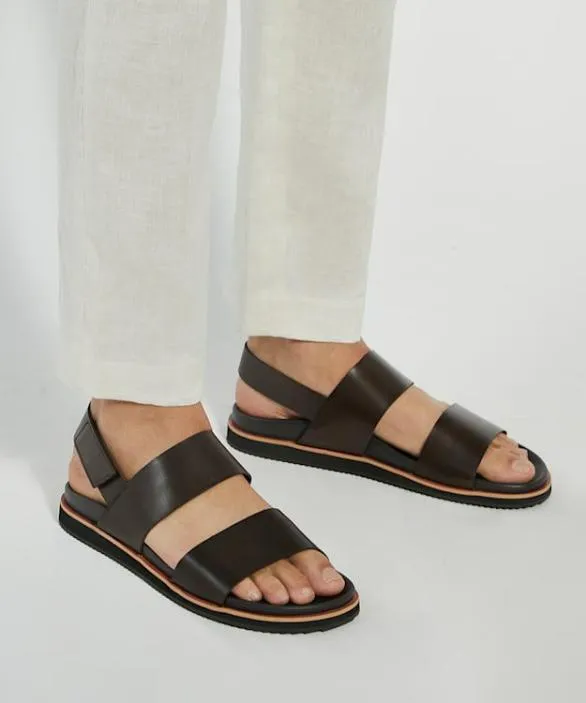 Dune London Smart Sandals Men Idda Brown Utilitarian Strap Sandals Brown