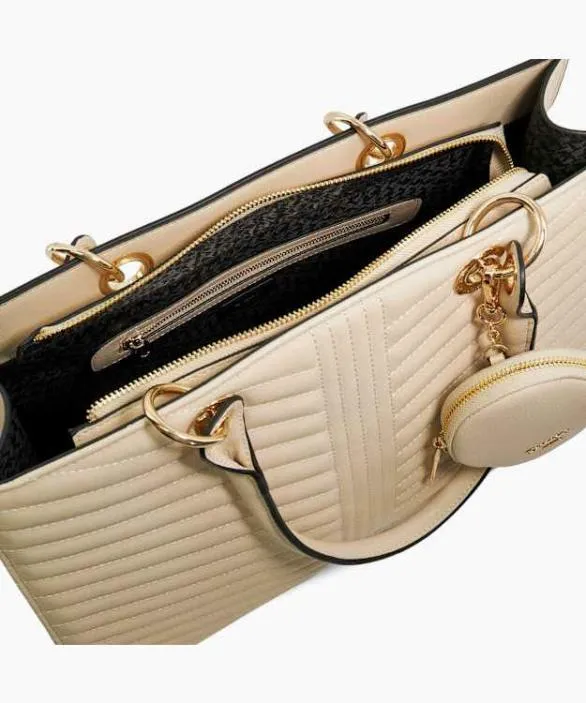 Dune London Tote Bags Women Dazzleo Ecru Logo Quilted Tote With Detachable Coin Purse White