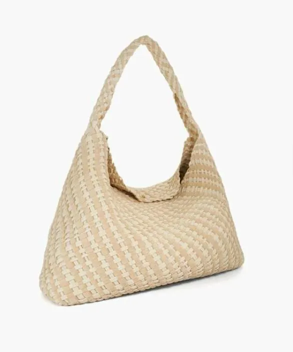 Dune London Tote Bags Women Deliberate XL Cream Extra Large Woven Shoulder Bag Black