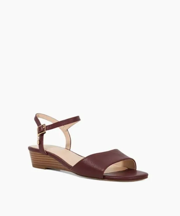 Dune London Wedge Sandals Women Kolder Burgundy Low Block Heel Open Toe Sandals Purple