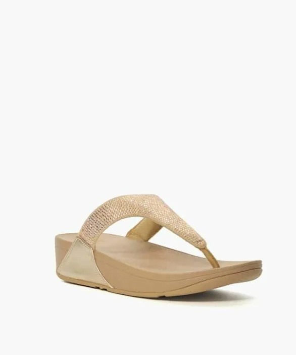 Dune London Wedge Sandals Women Lulu Crystal Beige Crystal Embellished Toepost Sandals Metallic