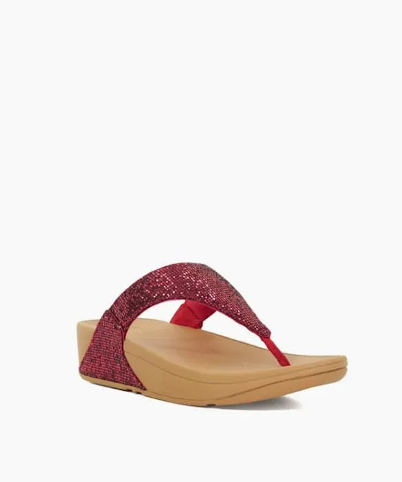 Dune London Wedge Sandals Women Lulu Glitterbal Fuchsia Glitter Toe Post Wedge Sandals Metallic