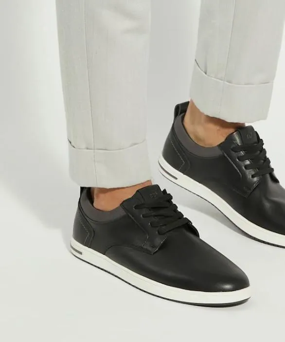 Dune London Wide Fit Shoes Men Travels Black Wide Fit Laceup Trainers Black