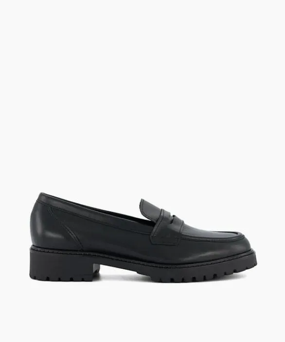 Dune London Wide Fit Shoes Women Gild Black Wide Fit Leather Cleated Penny Loafers Black Dune London Wide Fit Shoes Women Gild Black Wide Fit Leather Cleated Penny Loafers Black