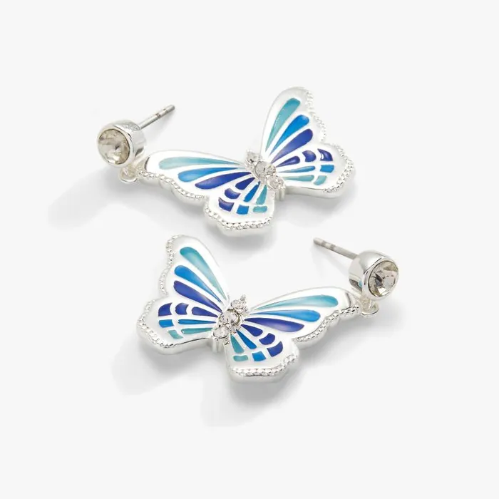 Earrings Women Alex And Ani Butterfly Crystal Drop Earrings Silver