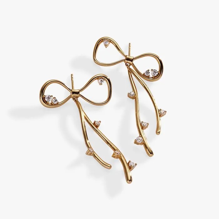 Earrings Women Alex And Ani Coquette Bow Earrings Shiny Gold