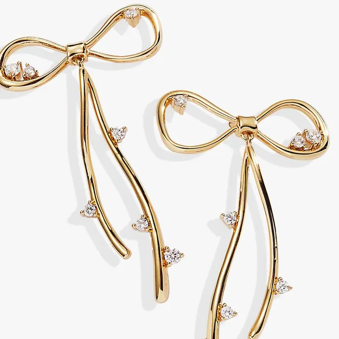 Earrings Women Alex And Ani Coquette Bow Earrings Shiny Gold