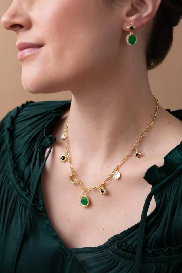 Earrings Women Alex And Ani Malachite Drop Earrings Gold
