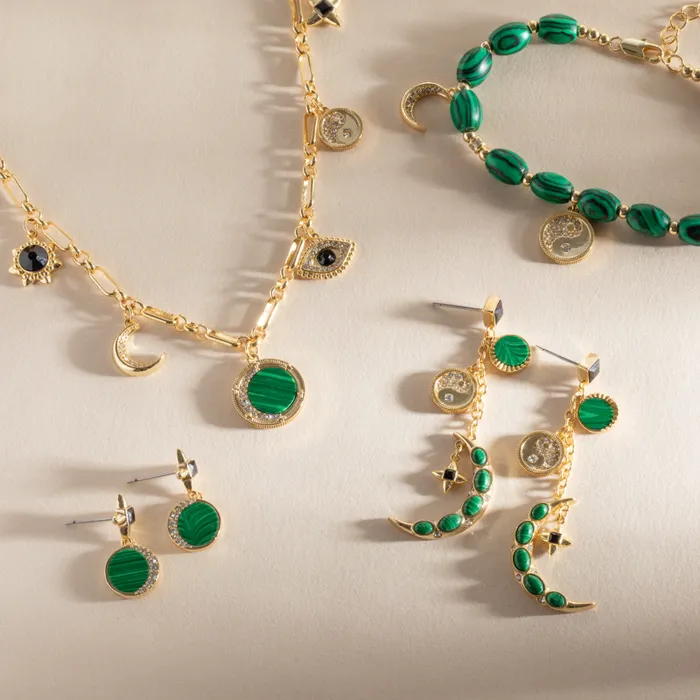Earrings Women Alex And Ani Malachite Drop Earrings Gold