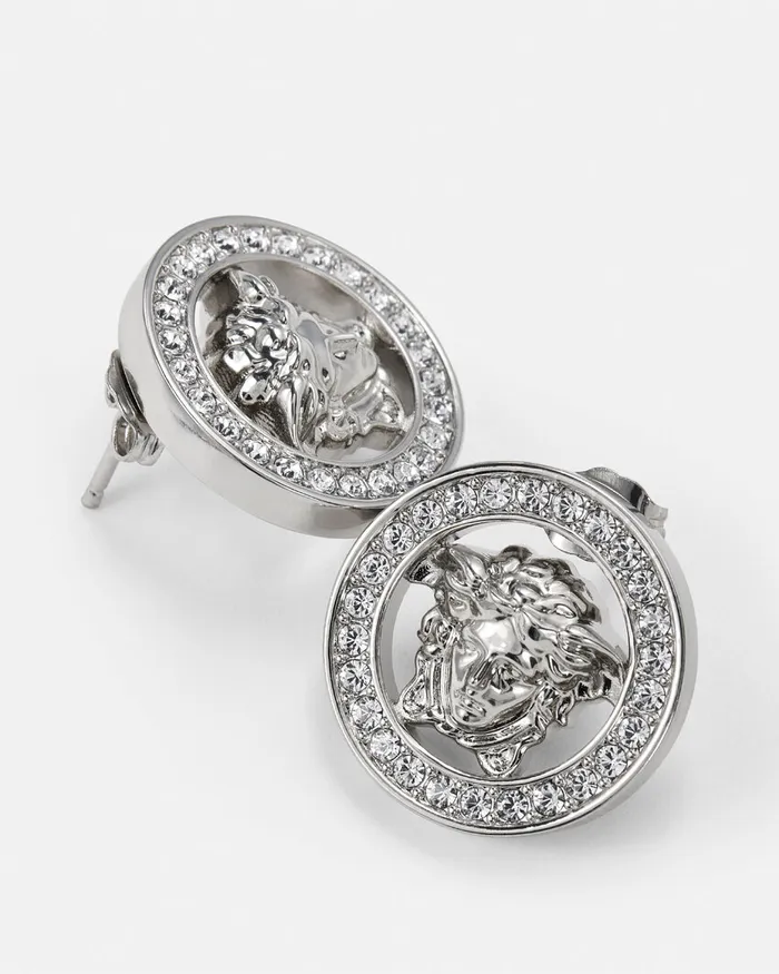 Earrings Women Versace Crystal Medusa 03995 Earrings Silver