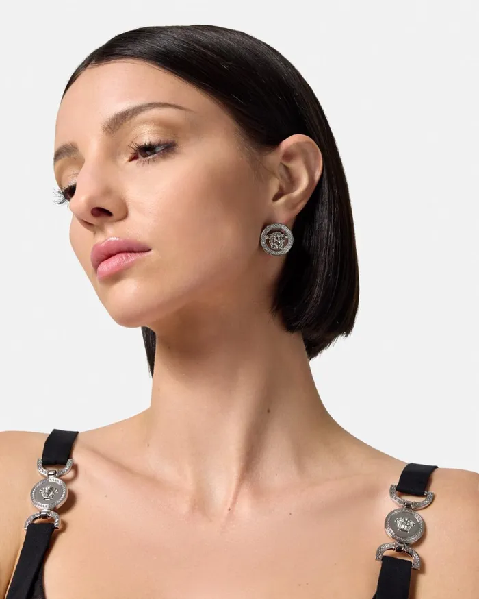 Earrings Women Versace Crystal Medusa 03995 Earrings Silver