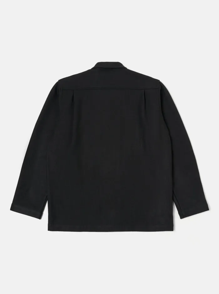Easy Jacket In Black Melton Men Universal Works Overshirts