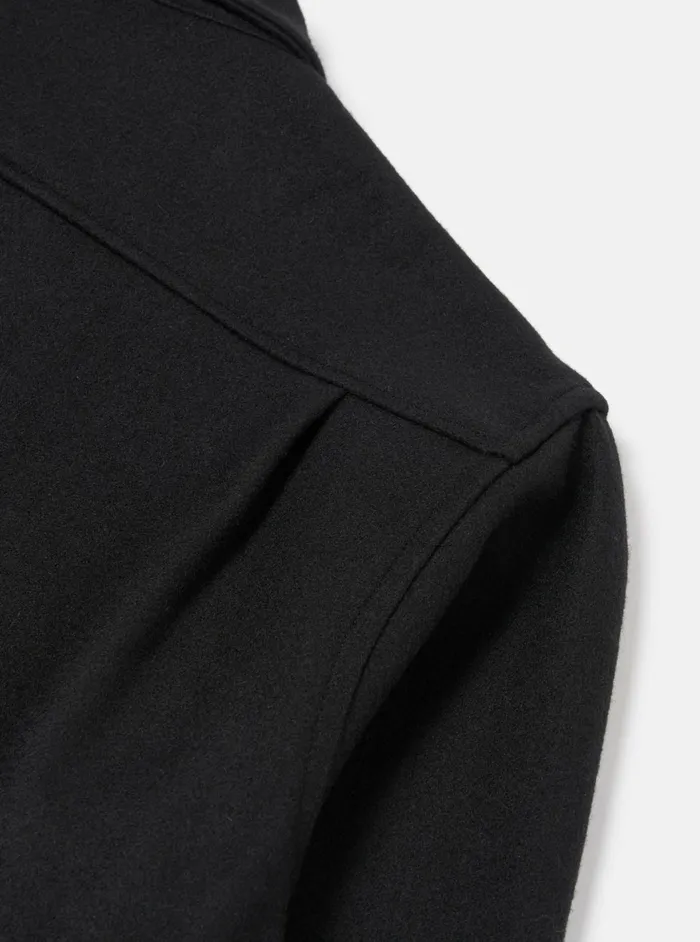 Easy Jacket In Black Melton Men Universal Works Overshirts