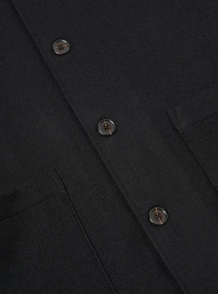 Easy Jacket In Black Melton Men Universal Works Overshirts