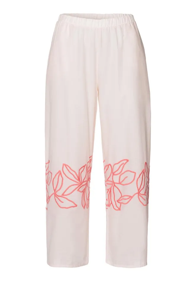Embroidered Cotton Cropped Pants Melon Soda Women HANRO Pajama Bottoms
