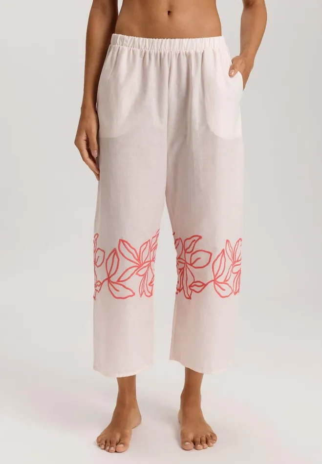 Embroidered Cotton Cropped Pants Melon Soda Women HANRO Pajama Bottoms