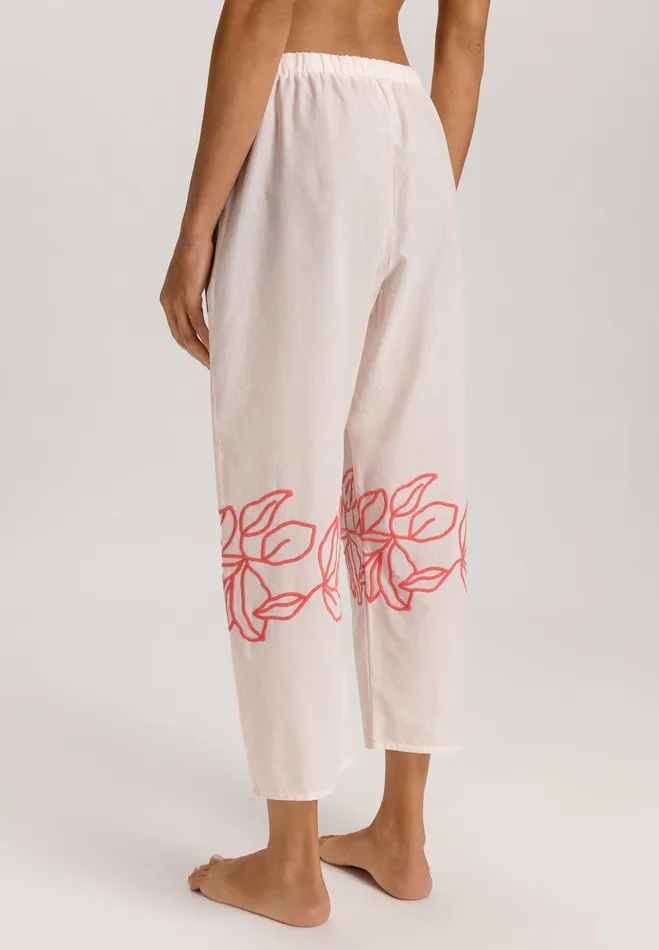 Embroidered Cotton Cropped Pants Melon Soda Women HANRO Pajama Bottoms